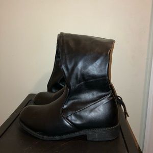 Leather, thigh-high boots